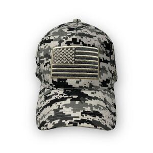 August Sportswear Hat Cap Gray Digital Camo Adjustable USA Flag Patch OSFM